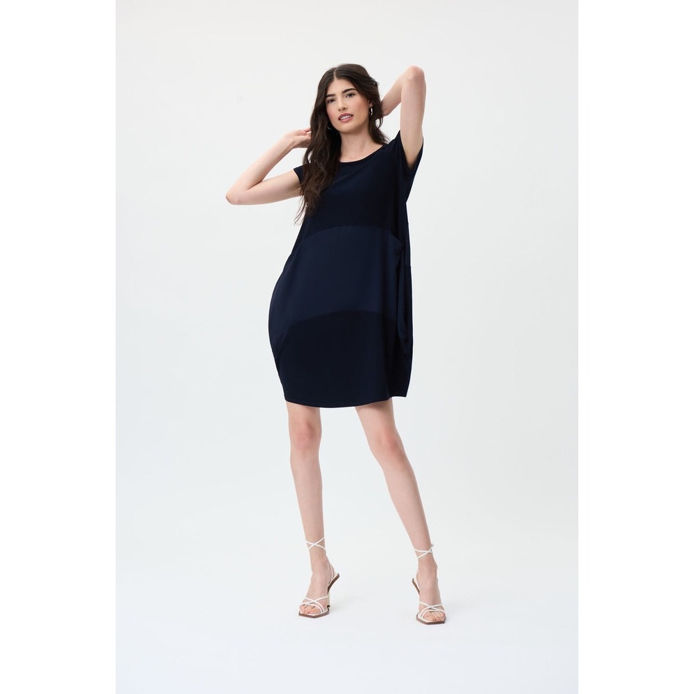 Joseph Ribkoff Cocoon Dress Womens 12 Black  Colorblock Pockets